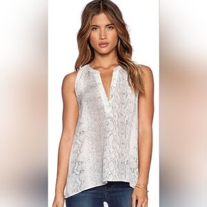 JOIE Revolve Aruna Silk Sleeveless Tank in Soft Cement animal Print Sz Large